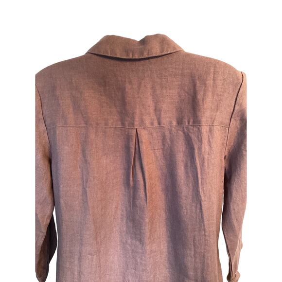 NWT Garnet Hill Linen Collared Popover Dress Size 0 Purple Pleated Pockets Short - Picture 4 of 10